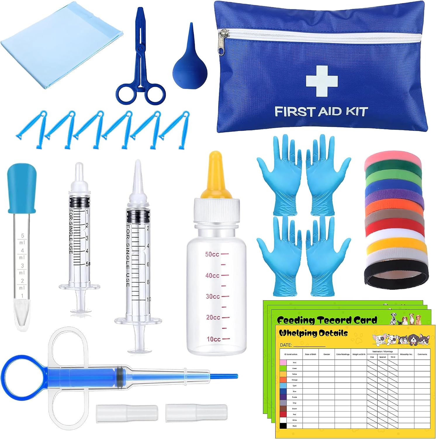 URMYONLY whelping supplies kit front view with complete pet birthing tools