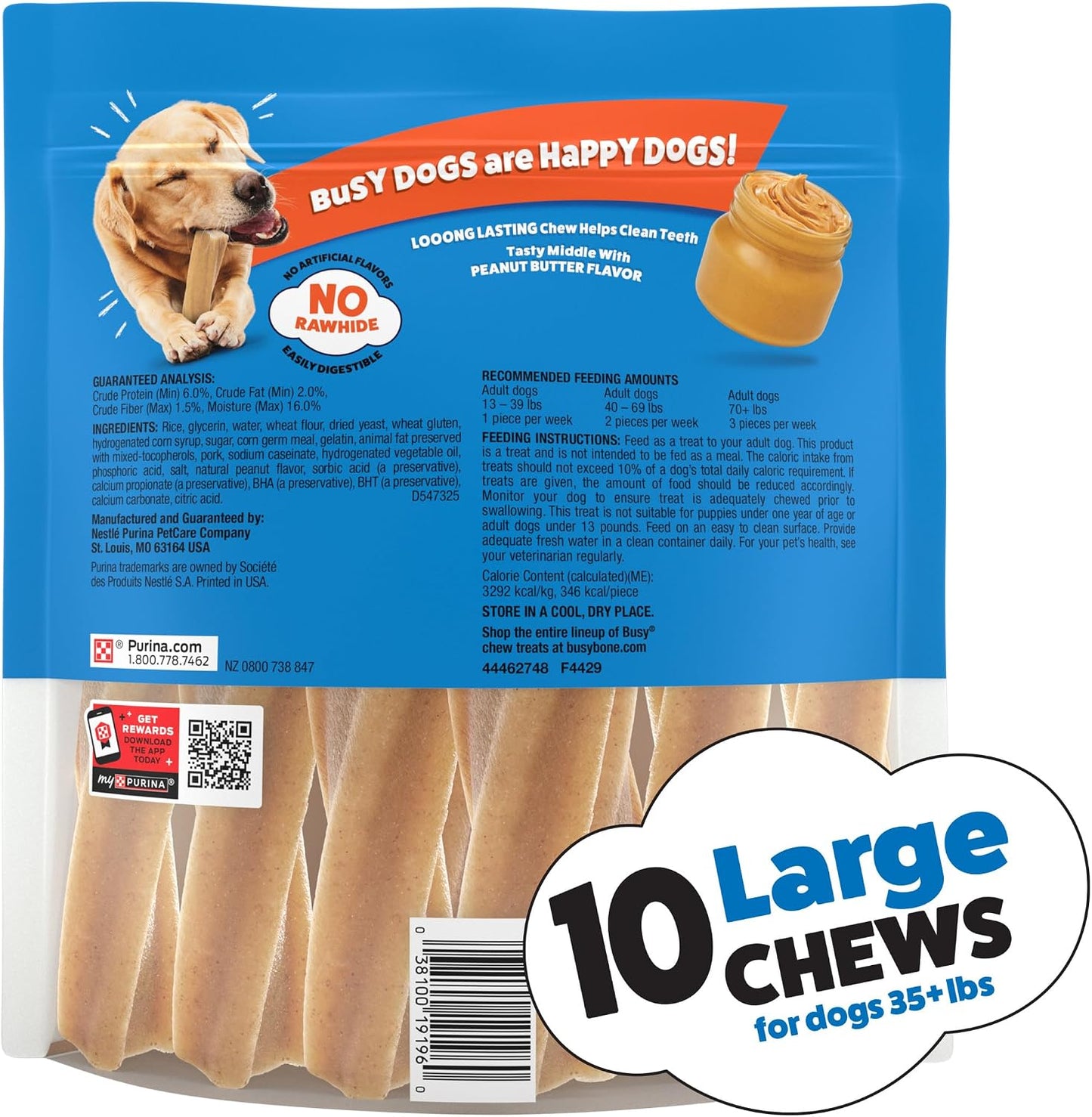 Purina Busy Bone Adult Dog Chew Bone Treats, Peanut Butter - 10 ct. Pouch - Image 10
