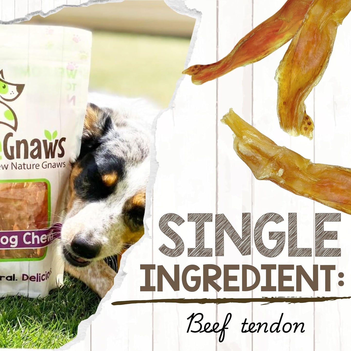 Nature Gnaws Beef Tendons Dog Chews twelve count pack long lasting treats