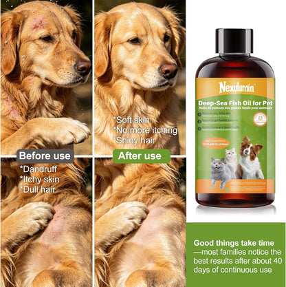 Premium liquid EPA and DHA omega fatty acids for pet coat health