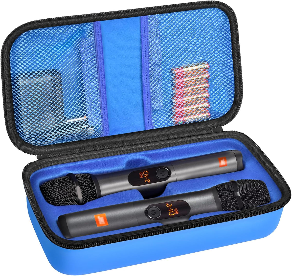 Wireless Microphone Case Compatible with JBL Wireless Two Microphone System, Handheld Dual Mic Travel Bag for Singing or Karaoke for Receivers, Adapters, AA Batteries - Image 12