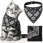 Chicingyou matching pet collar and owner bandana front view showing black paisley pattern