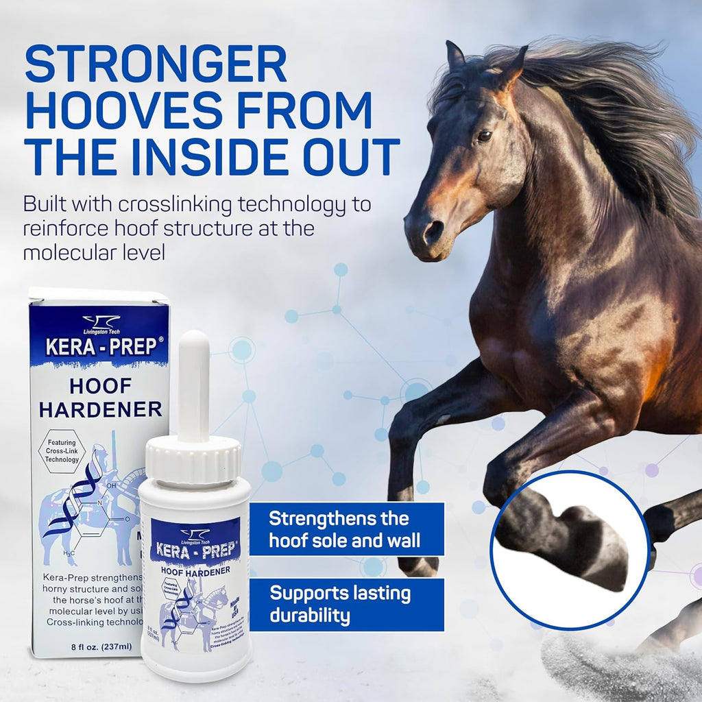 Livingston Tech equine hoof strengthening liquid bottle with applicator brush