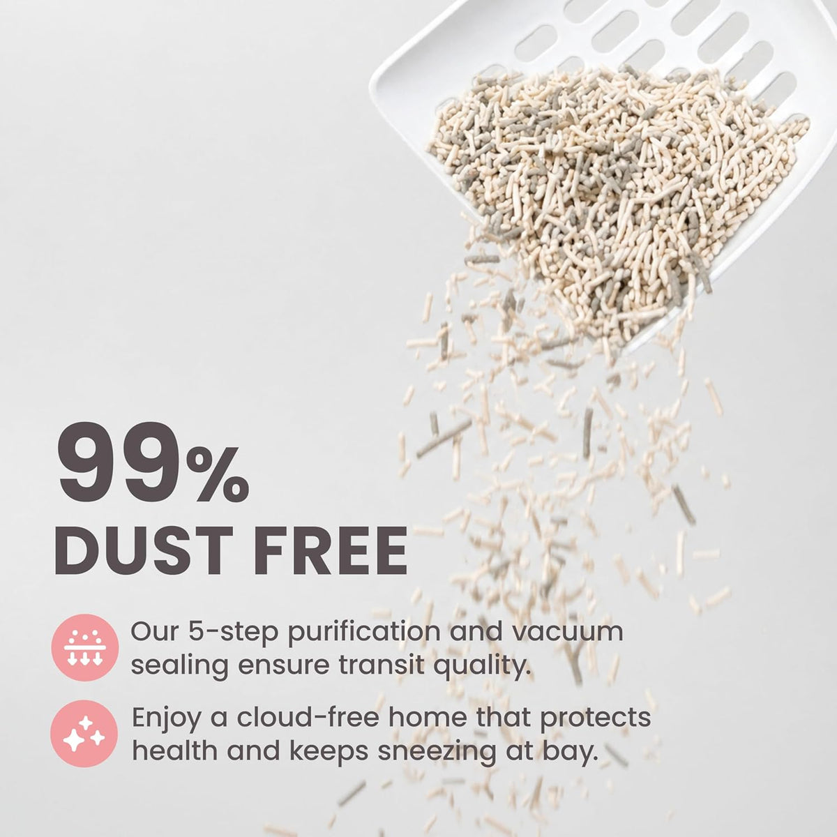Highly absorbent and fast-clumping eco-friendly pet litter close-up view.
