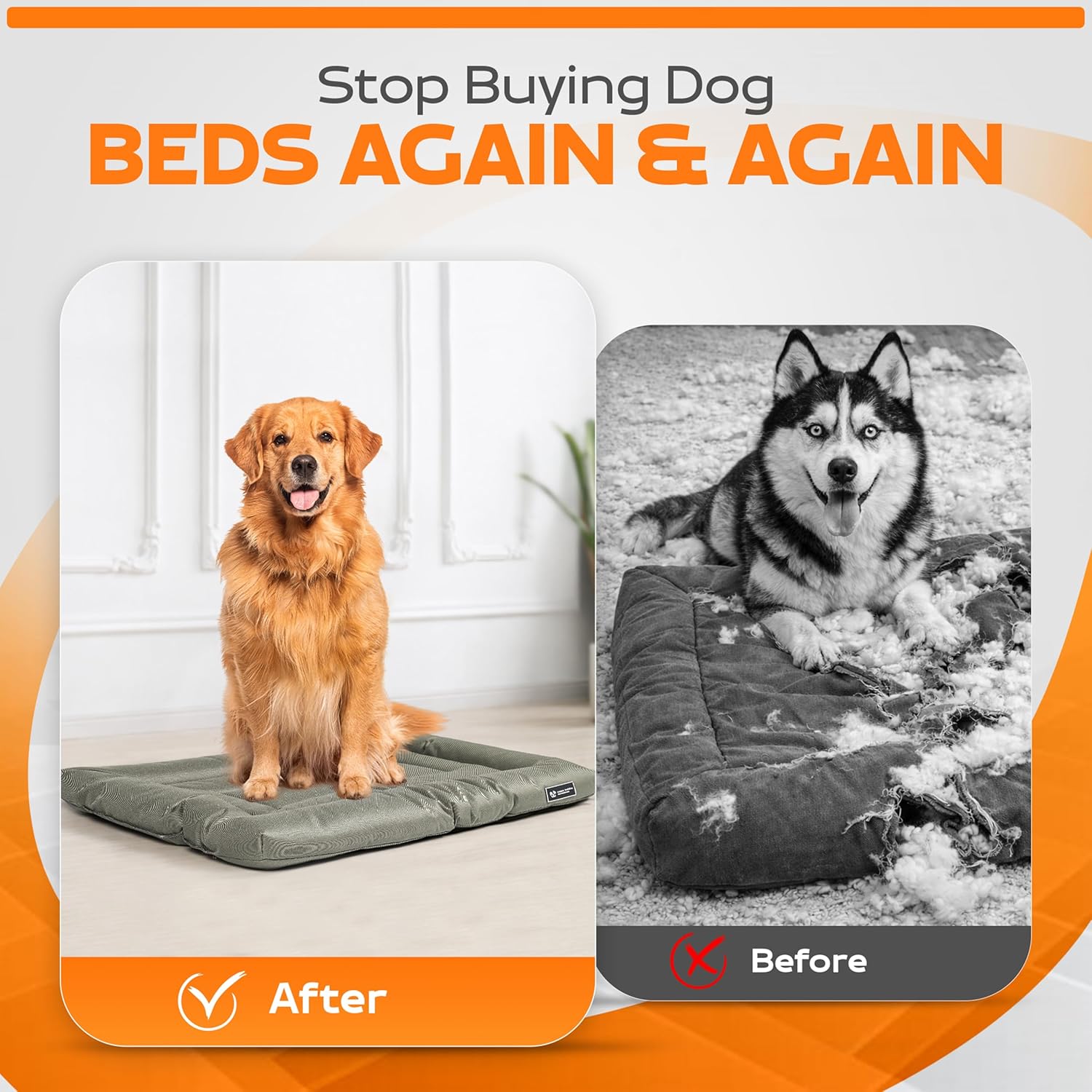 Top down view of large size dog crate mattress