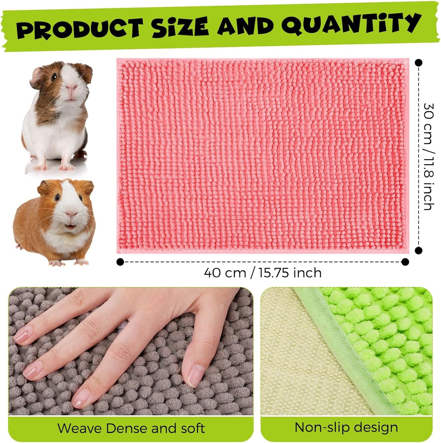Close up of soft microfiber chenille texture on Barydat cage mat