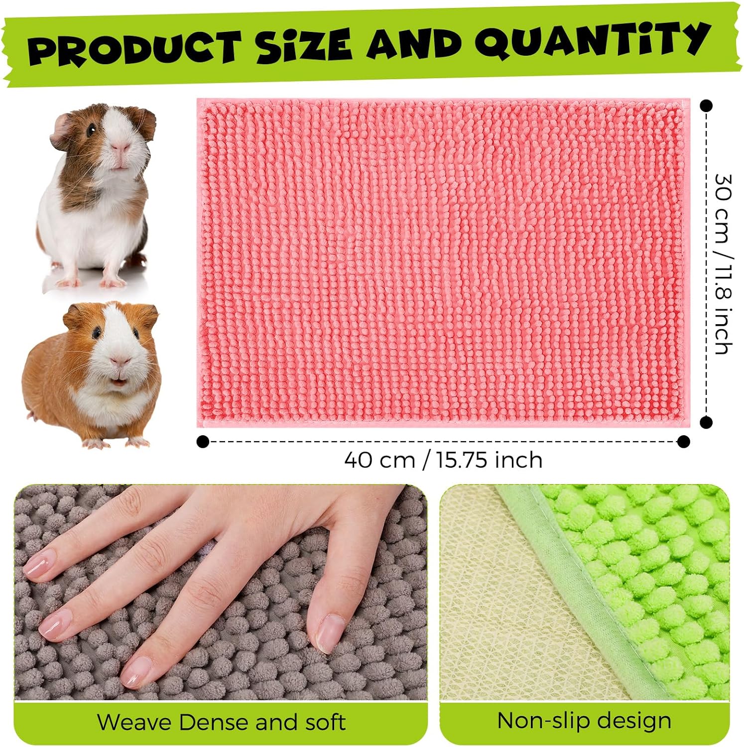 Close up of soft microfiber chenille texture on Barydat cage mat
