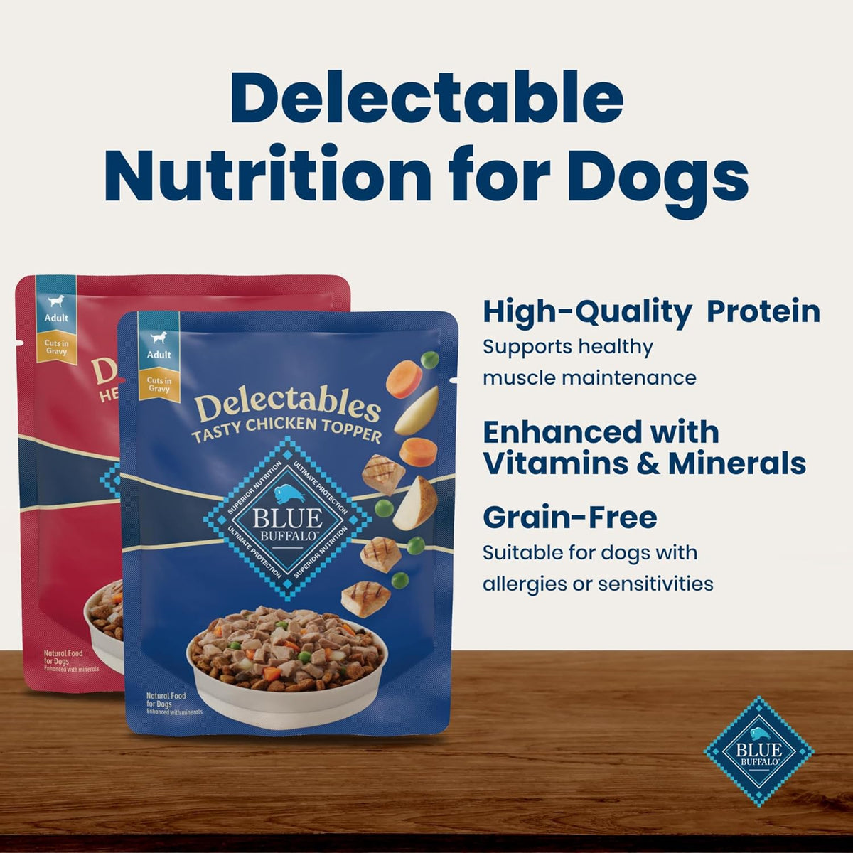 Blue Buffalo Delectables hearty beef in gravy pouch