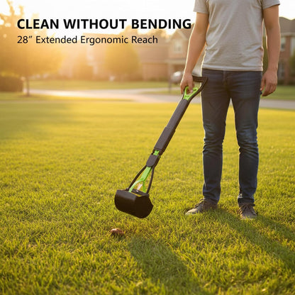 Interlocking teeth design of the green jaw pet cleanup tool.