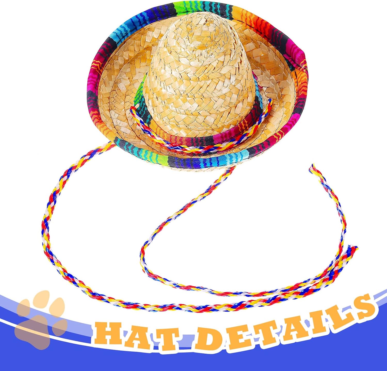 Matching Mexican style dog bandana and hat accessories