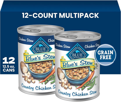 Blue Buffalo Blue's Stew Variety Pack Hearty Beef & Country Chicken Stew Natural Grain Free Wet Dog Food with Real Meat in Thick Savory Gravy, Natural Ingredients, 12.5-oz Cans (6 Count) - Image 14