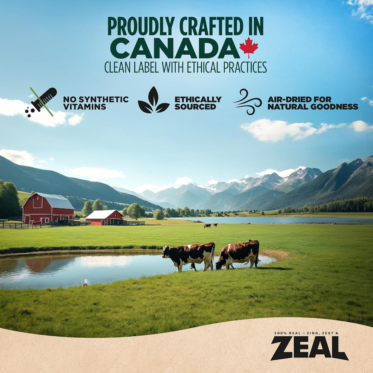 Zeal Canada cat food ingredient list on 14.1 ounce bag