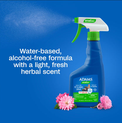 Authentic Adams 16 Ounce pest control spray bottle back view with ingredients