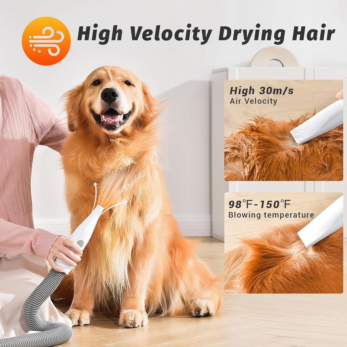 IKIMI low noise dog hair trimmer attachment with multiple guard combs for precision clipping.