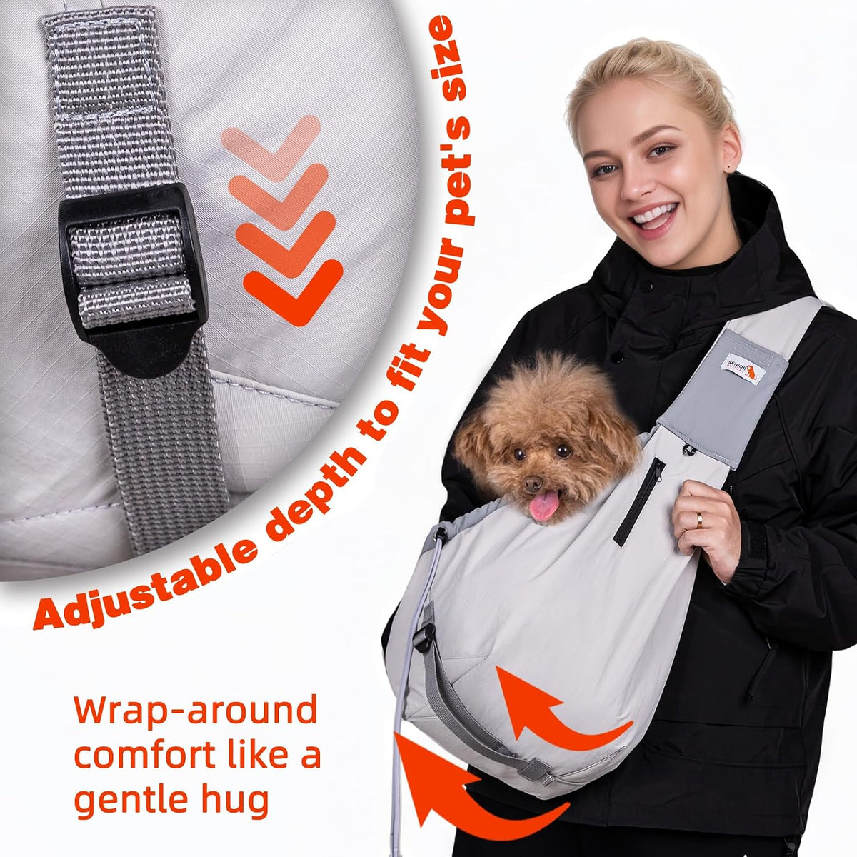 Side profile of Senior Budday dog carrier for travel