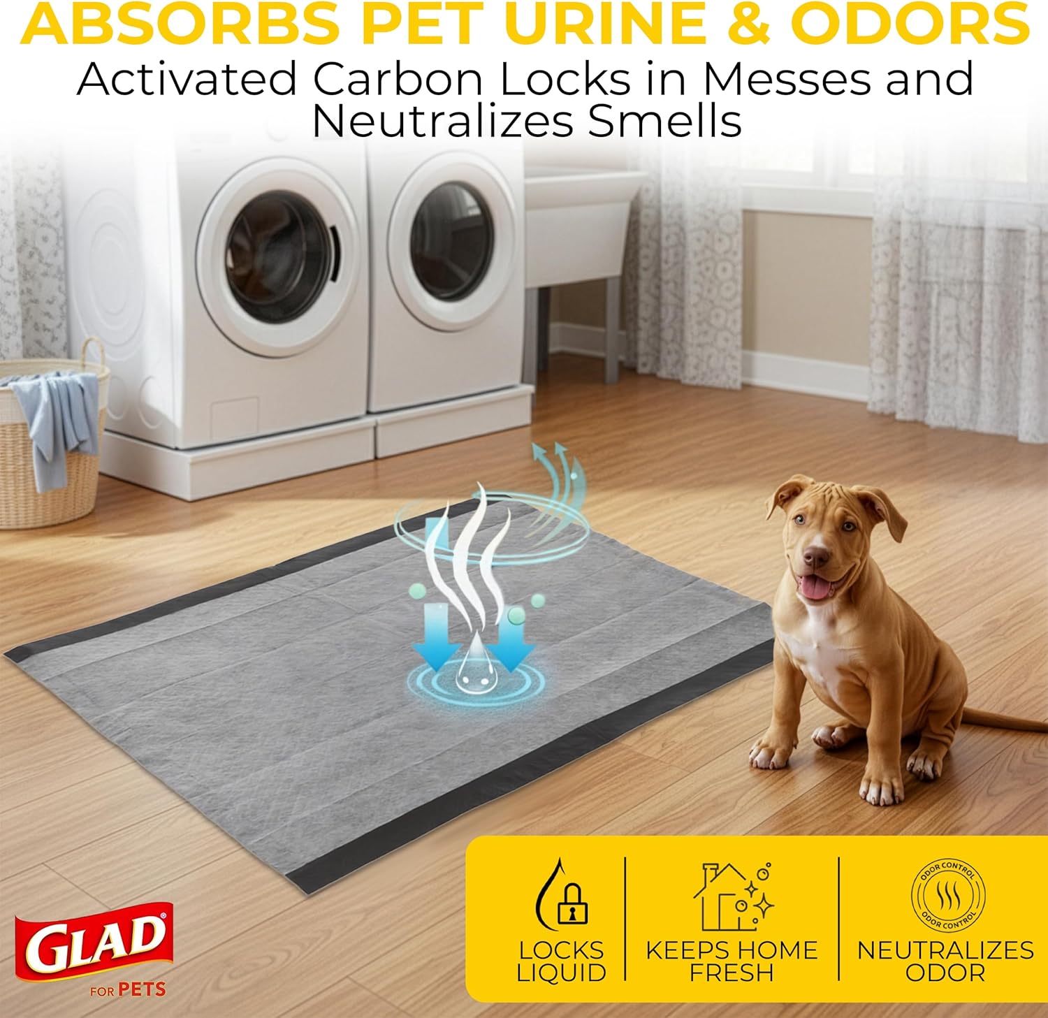 Glad six layer absorbent leak proof puppy training mats close up detail