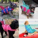 Malier shark dog life jacket large size red and dark blue patriotic pattern