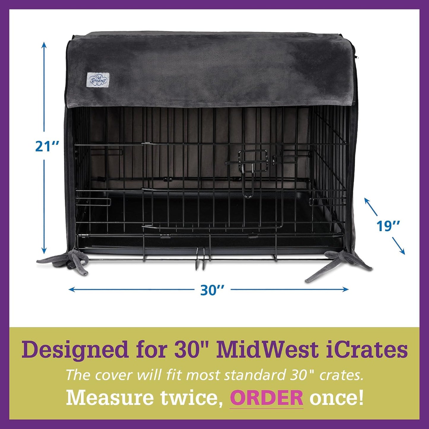 Pet Dreams crate cover front panel showing ventilation design