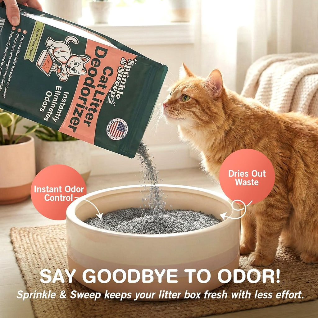 Ultra absorbent cat waste smell eliminator packaging with kittens illustrated
