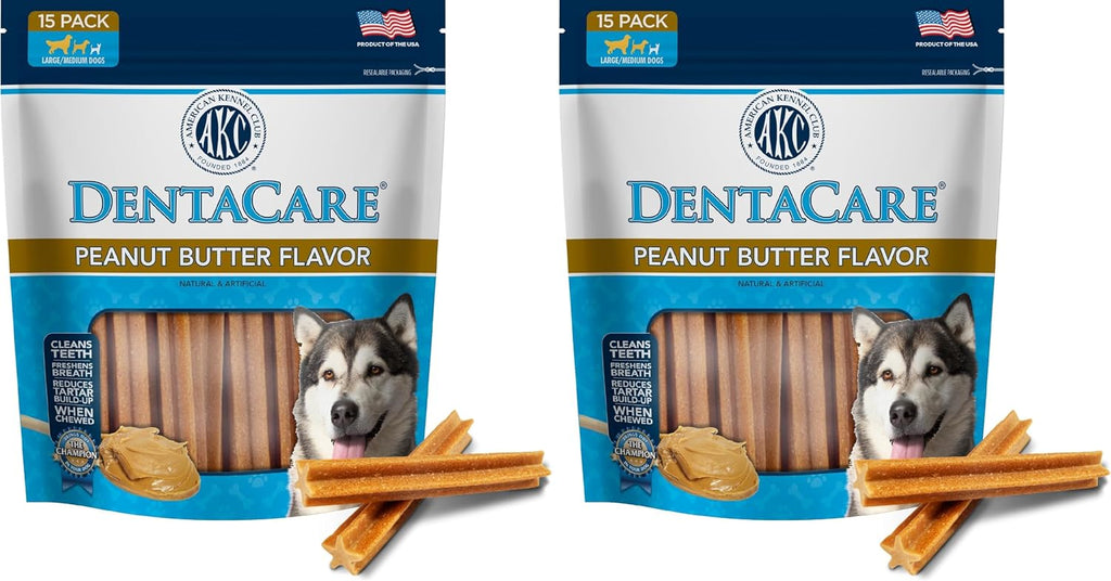 American Kennel Club Dentacare Large Breed Peanut Flavored Dental Dog Treats, Naturally Flavored, 15 Count - Image 12