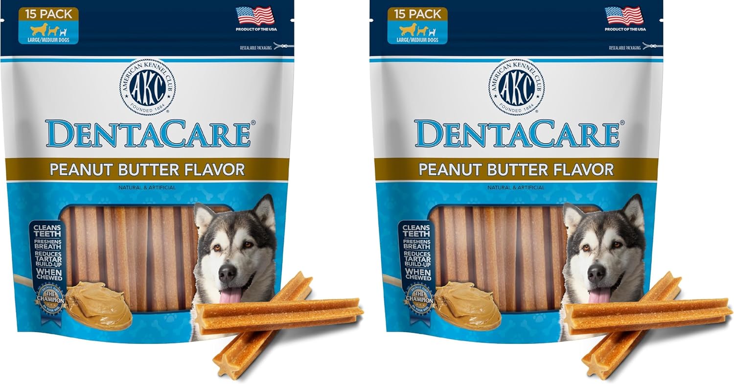 American Kennel Club Dentacare Large Breed Peanut Flavored Dental Dog Treats, Naturally Flavored, 15 Count - Image 12