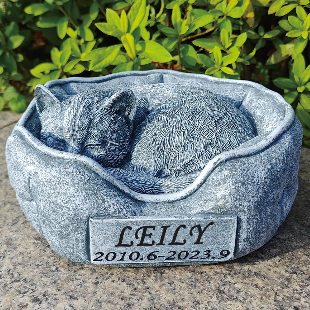 Personalized Cat Memorial Stones Cat Memorial Statue Cat Headstone for Grave Cat Tombstones Pet Loss of Cat Sympathy Gift Home Yard Garden Decor, 8"L x 6.5"W x 3.5"H (Personalized Cat B) - Image 14