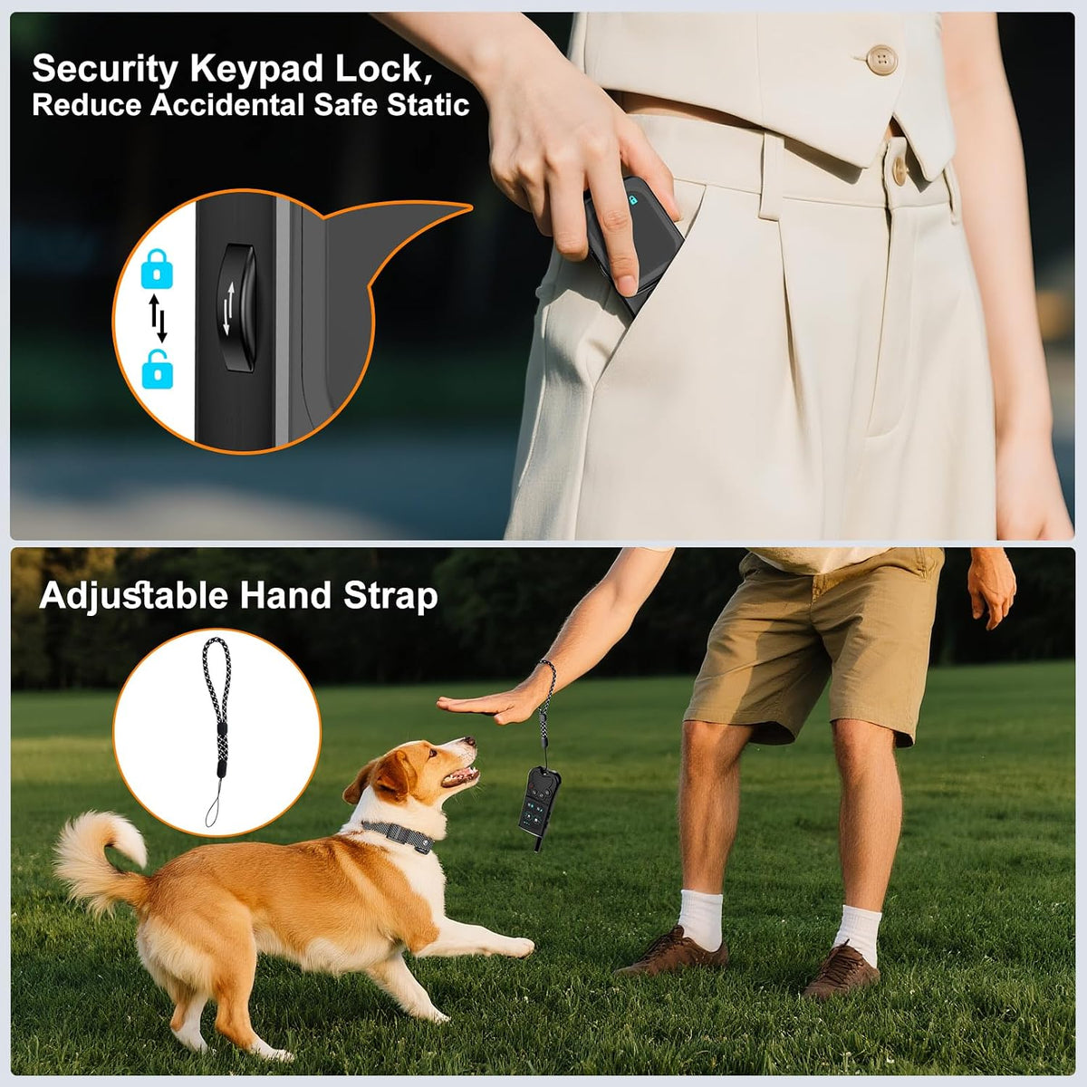 Ecoluminor electric dog fence setup showing one thousand three hundred feet range