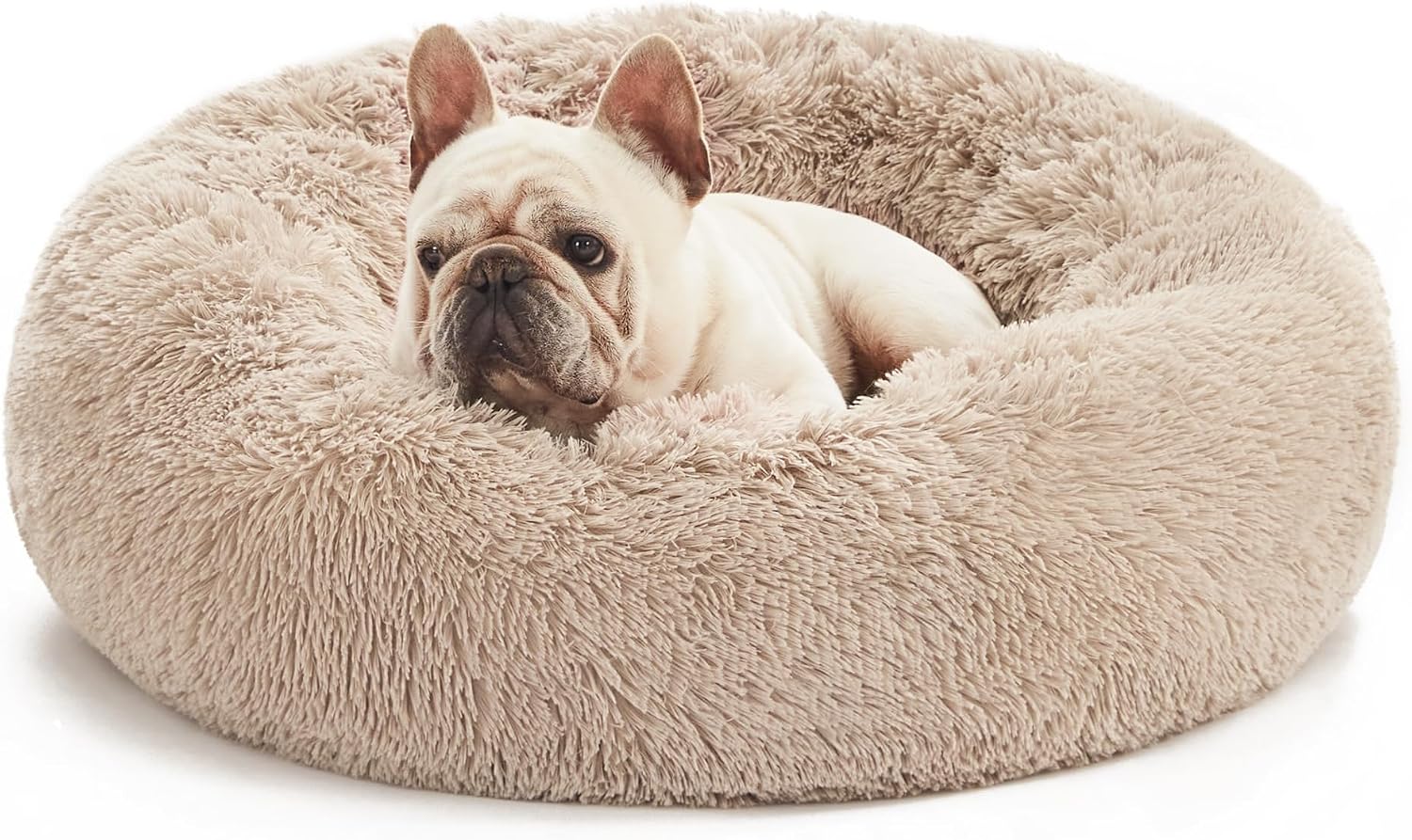 Love's cabin Calming Cat Bed for Indoor Cats, Anti-Anxiety Donut Round Dog Bed, Fluffy Faux Fur Washable Pet Bed for Small Medium Dogs and Cats, Grey, 20in - Image 10