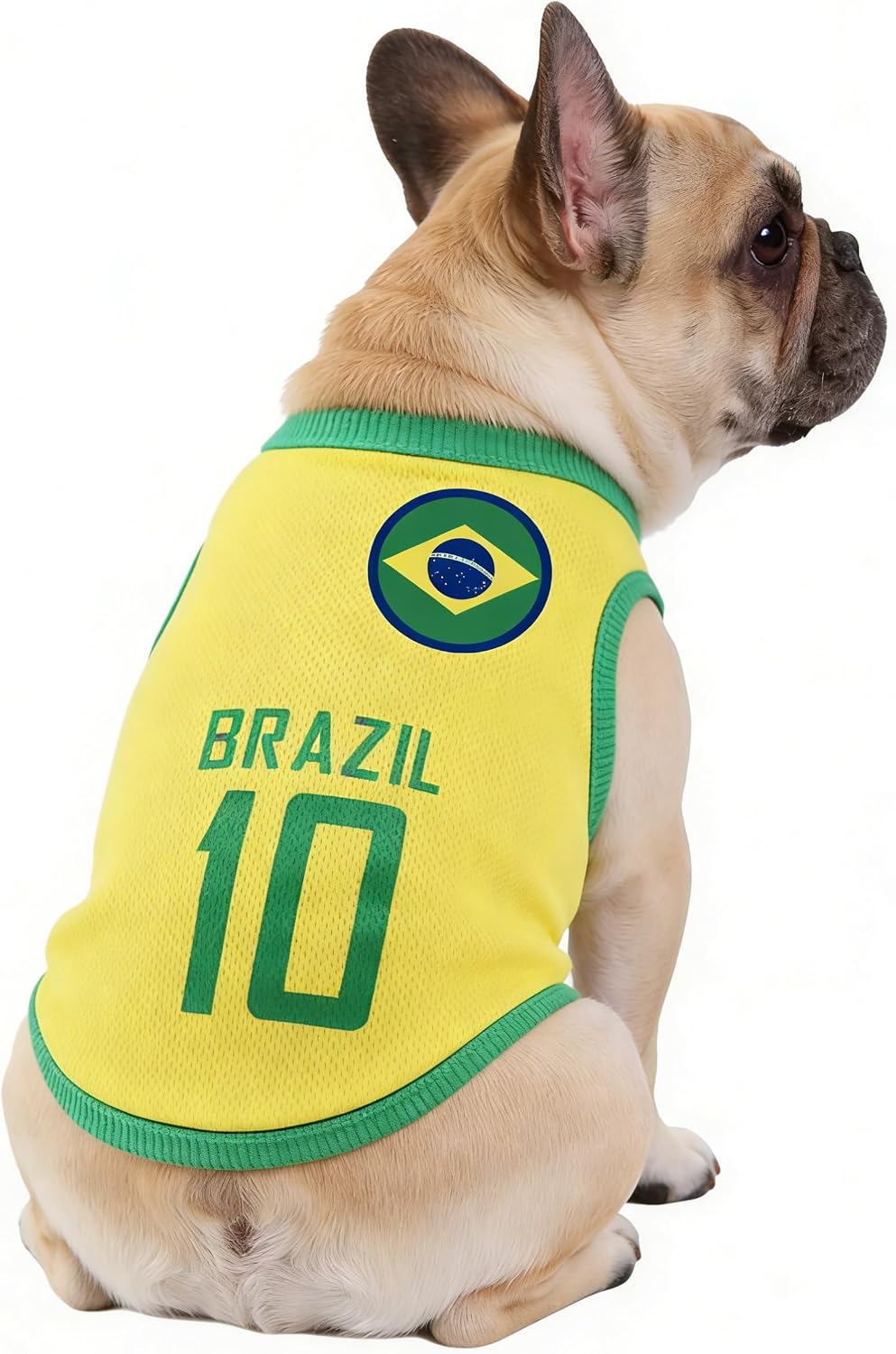 CyberLiving Brazil dog soccer jersey front view
