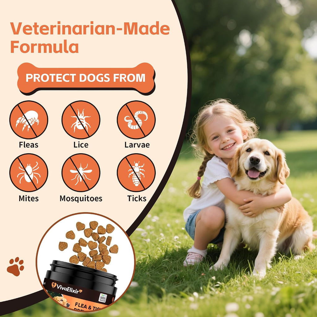 USA imported VivaElixir natural flea and tick remedy for small medium large dogs