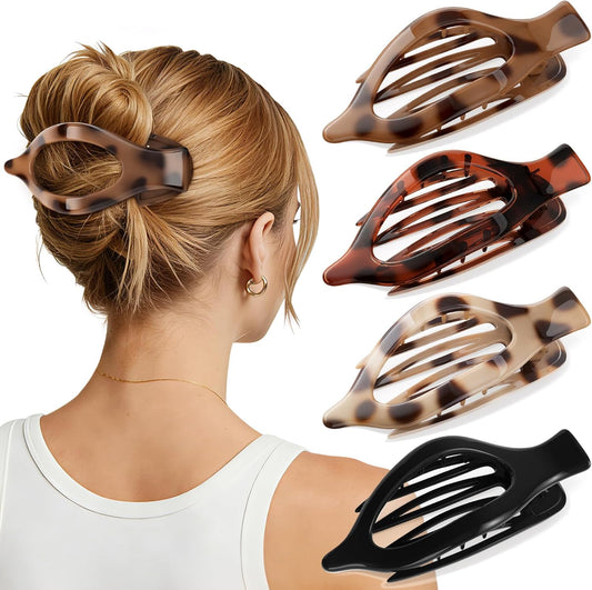 Oeusnael large flat hair clips set of four front view