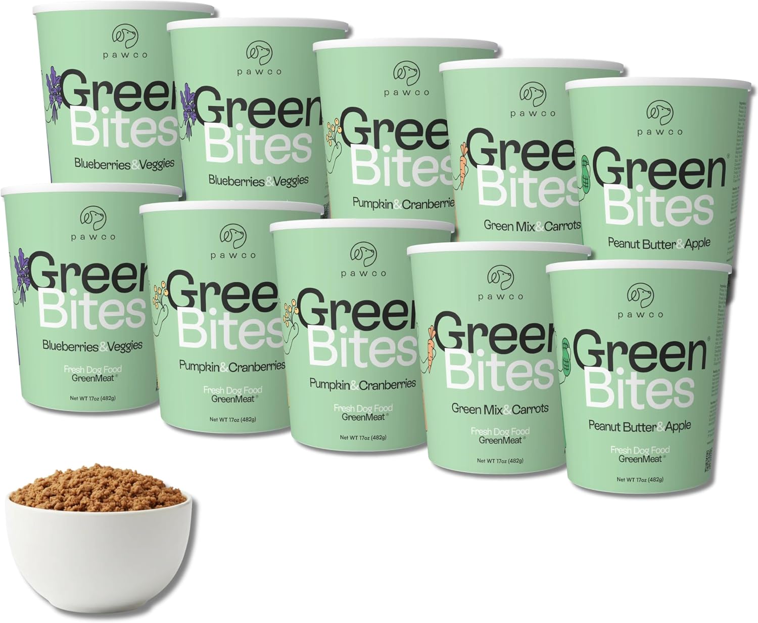 PawCo Fresh Dog Food - Supports Energy, Digestion & Overall Health - Blueberry Recipe with Spinach, Carrots, Flaxseed, Antioxidants & Probiotics - GreenBites - Pack of 10 x 17oz - Image 13