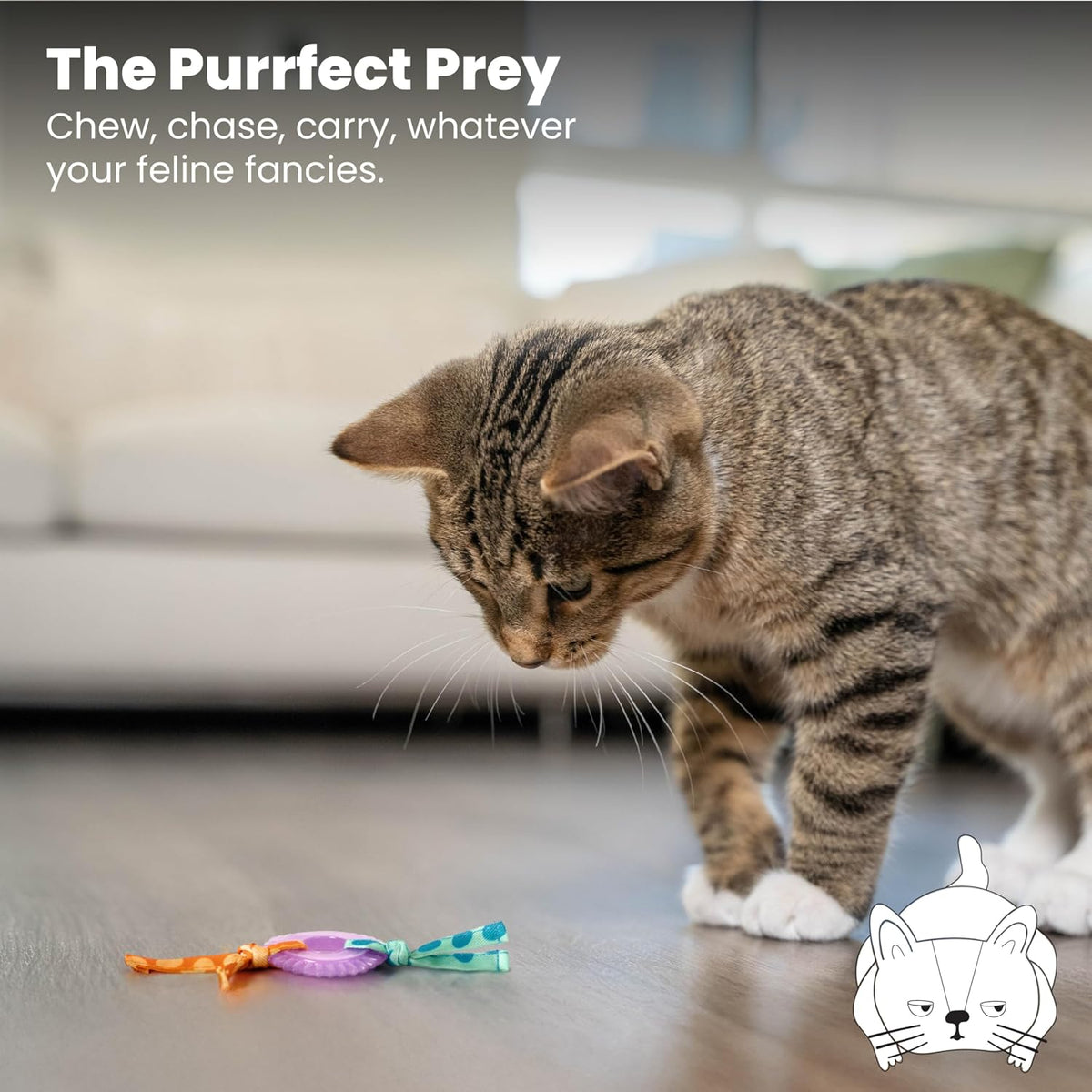 Catstages Kitty Chew Wheel size comparison angle