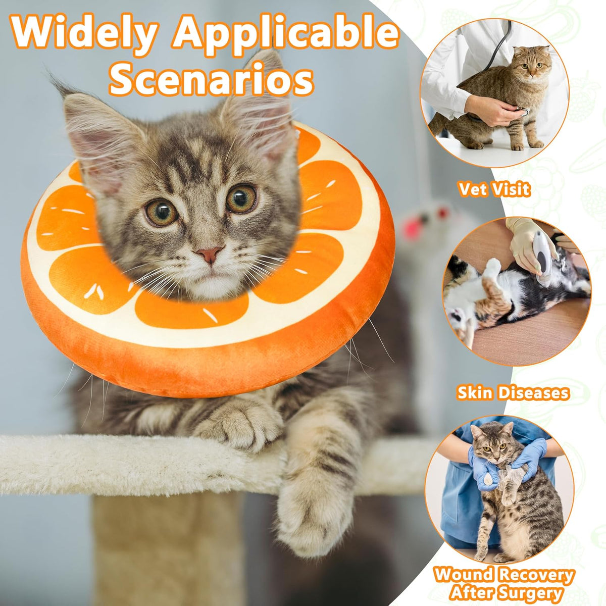 Small orange cat cone collar size dimensions and texture details