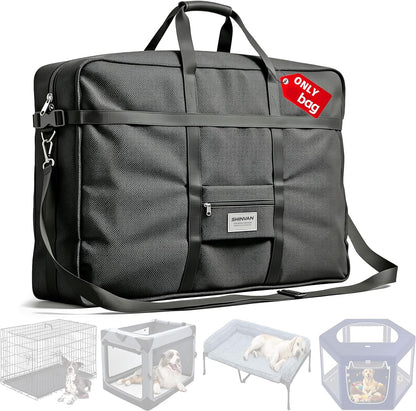 Shinvan heavy duty dog crate storage bag front view showing front pocket and reinforced handles.