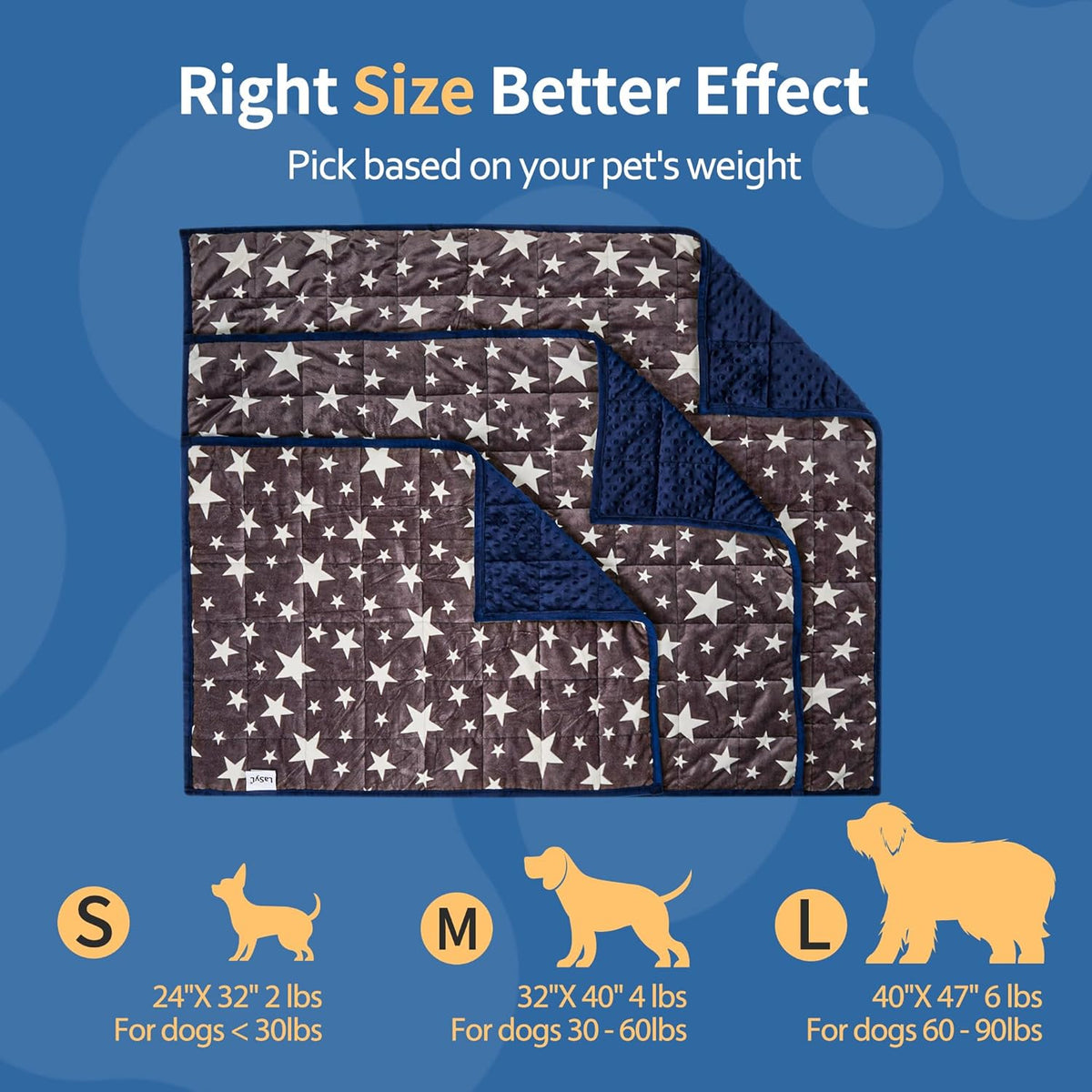 Stain resistant blue grey star pattern anti anxiety blanket for small pets