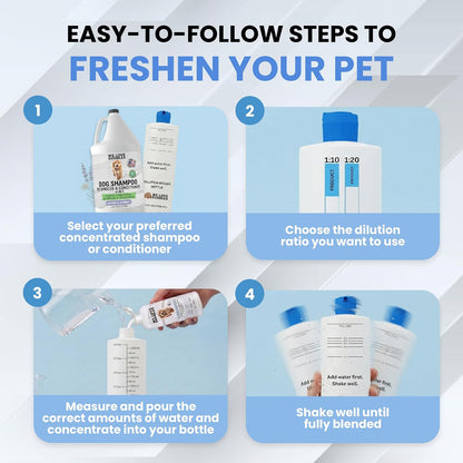 Durable and leak resistant pet shampoo mixing bottle by We Love Doodles