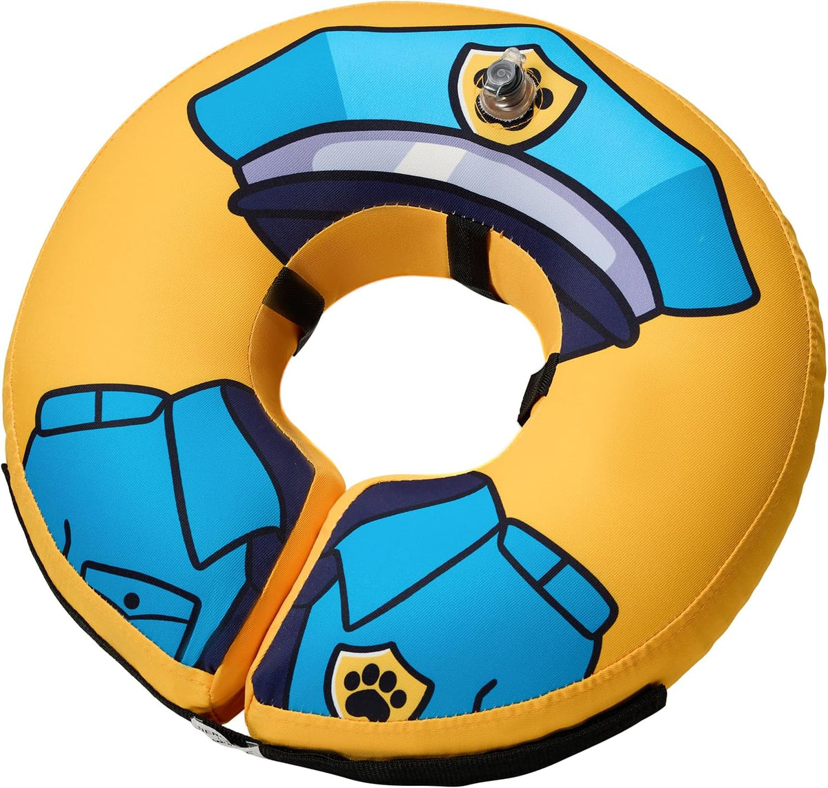 Deflated Bencmate large blue pet recovery donut collar folded for compact storage