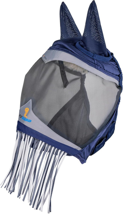 Side view of Shires FlyGuard Pro mask showing ear protection and fit