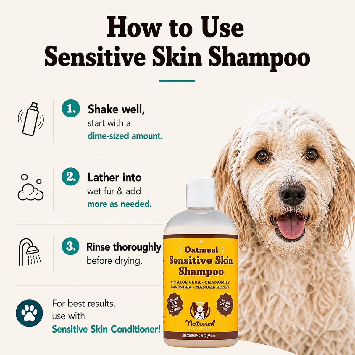 Natural Dog Company gentle puppy and dog wash side view