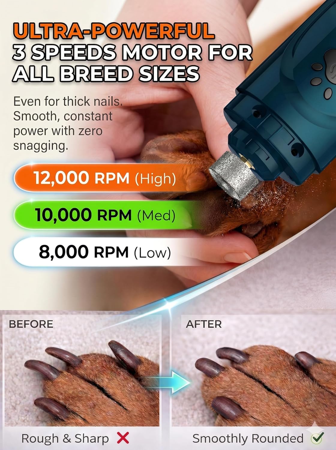 Yabife pet grooming kit with USB-C charging cable