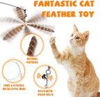 Kitten jumping to catch feather refills on a premium steel wire toy