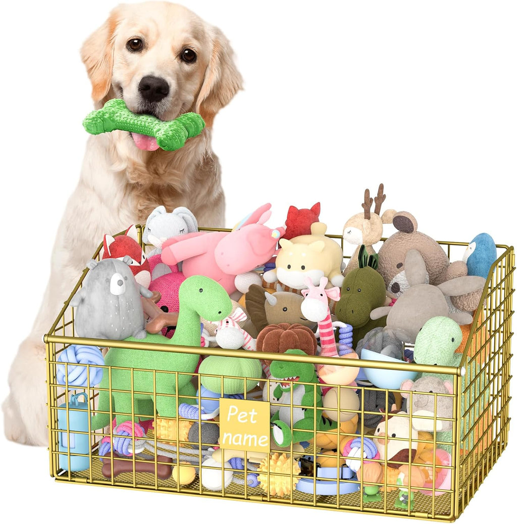 Kaiferty Indestructible Dog Toy basket, Medium Toy Box for Dogs,Pet Toy Bin Dog Metal Basket for Toys, Toy Storage Organizer, Toy Box for Living Room Area (Black) - Image 9