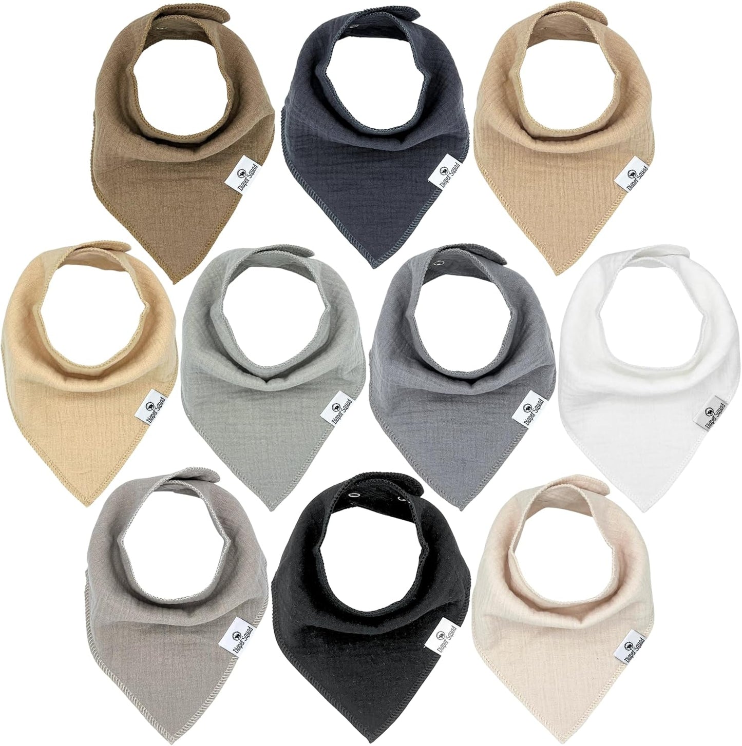 Diaper Squad organic cotton baby bandana drool bibs set front view