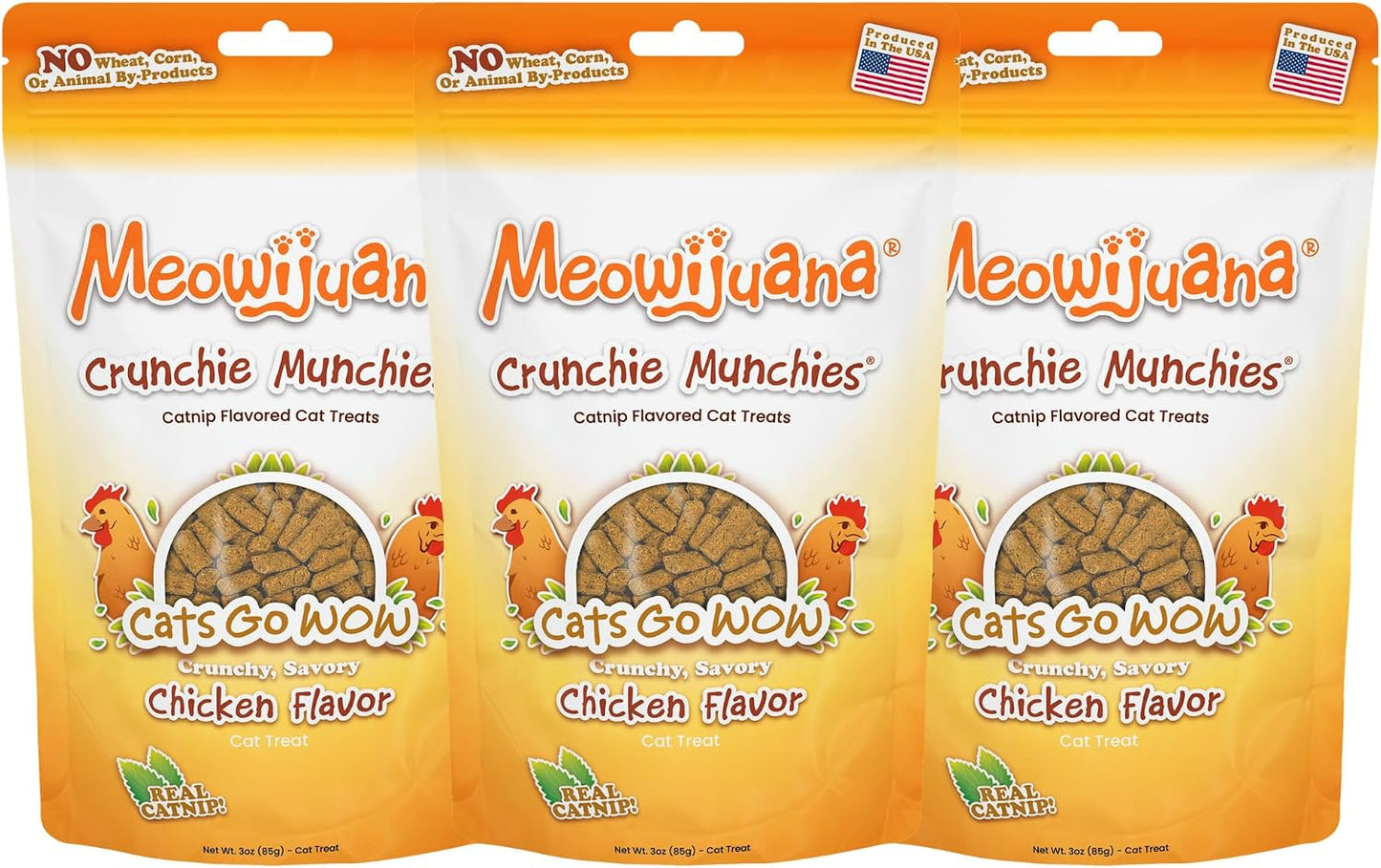 Meowijuana Crunchie Munchie Catnip Treats | Salmon, Seafood, Chicken Trio | Made with Organic Catnip | Produced in The USA | Low Calorie Cat Snack - Image 13