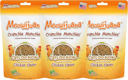 Meowijuana Crunchie Munchie Catnip Treats | Salmon, Seafood, Chicken Trio | Made with Organic Catnip | Produced in The USA | Low Calorie Cat Snack - Image 13