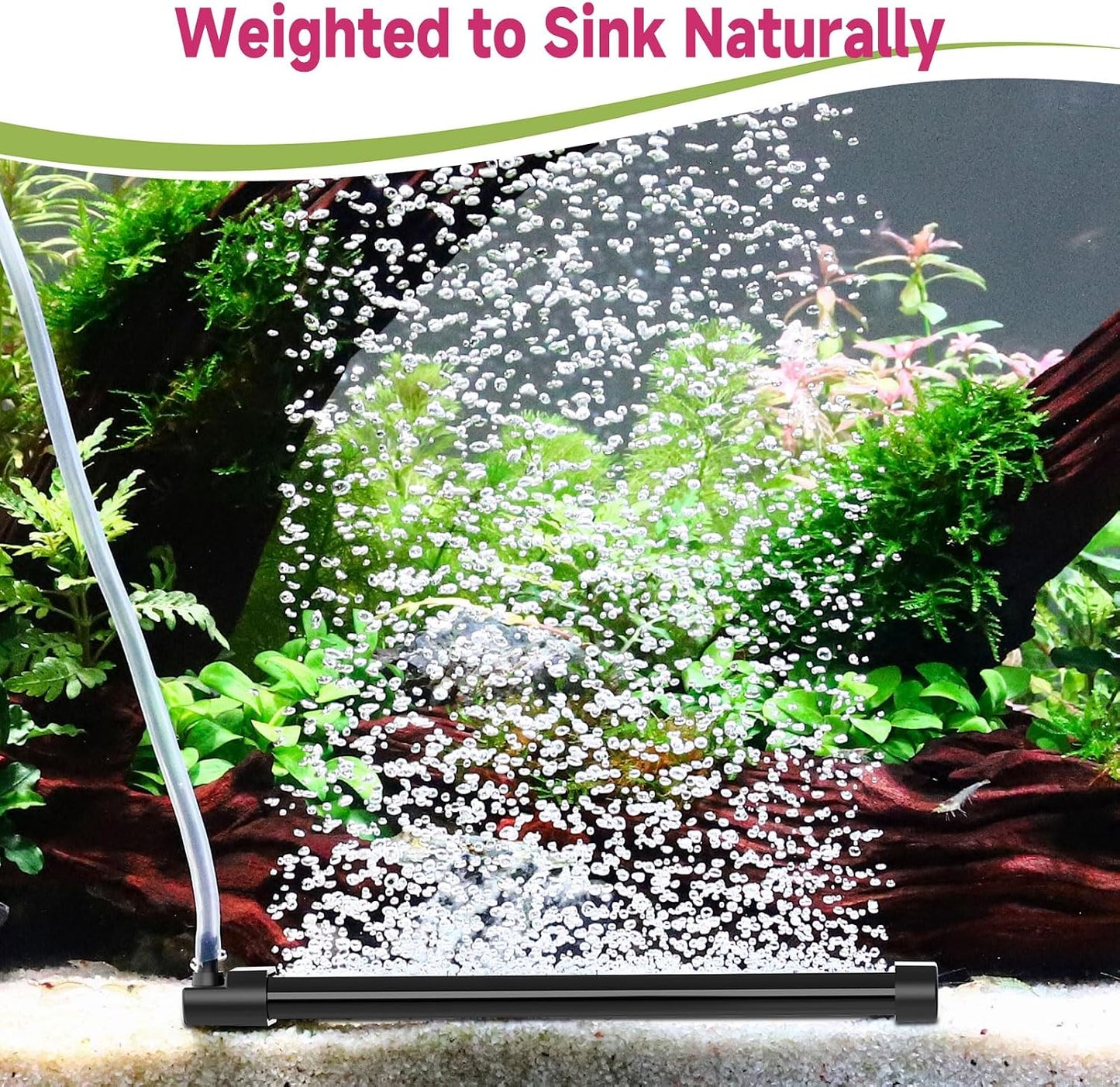 Complete fish tank aeration kit showing tubing and suction cups.