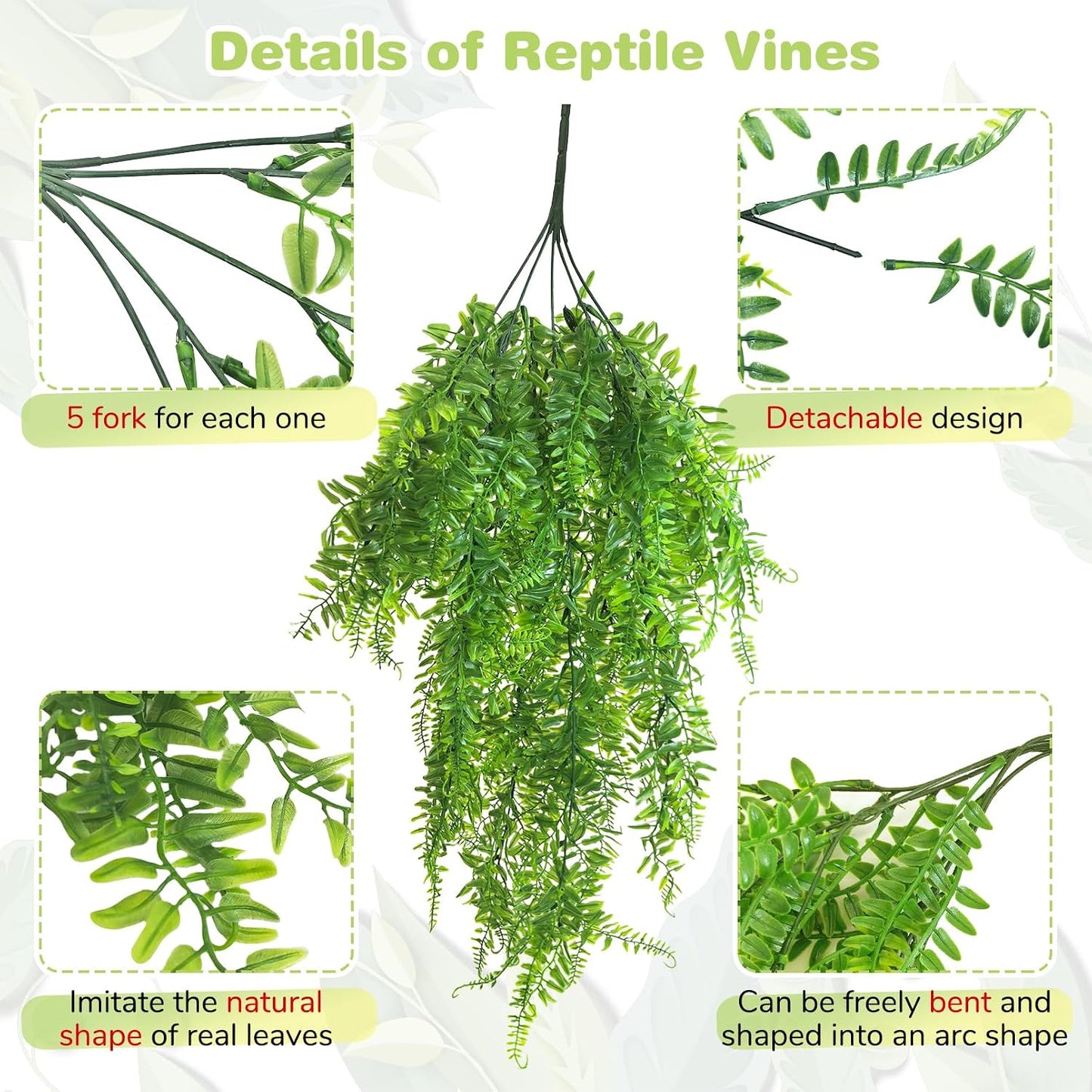 Two pack of Pinvnby fake terrarium vines for reptiles