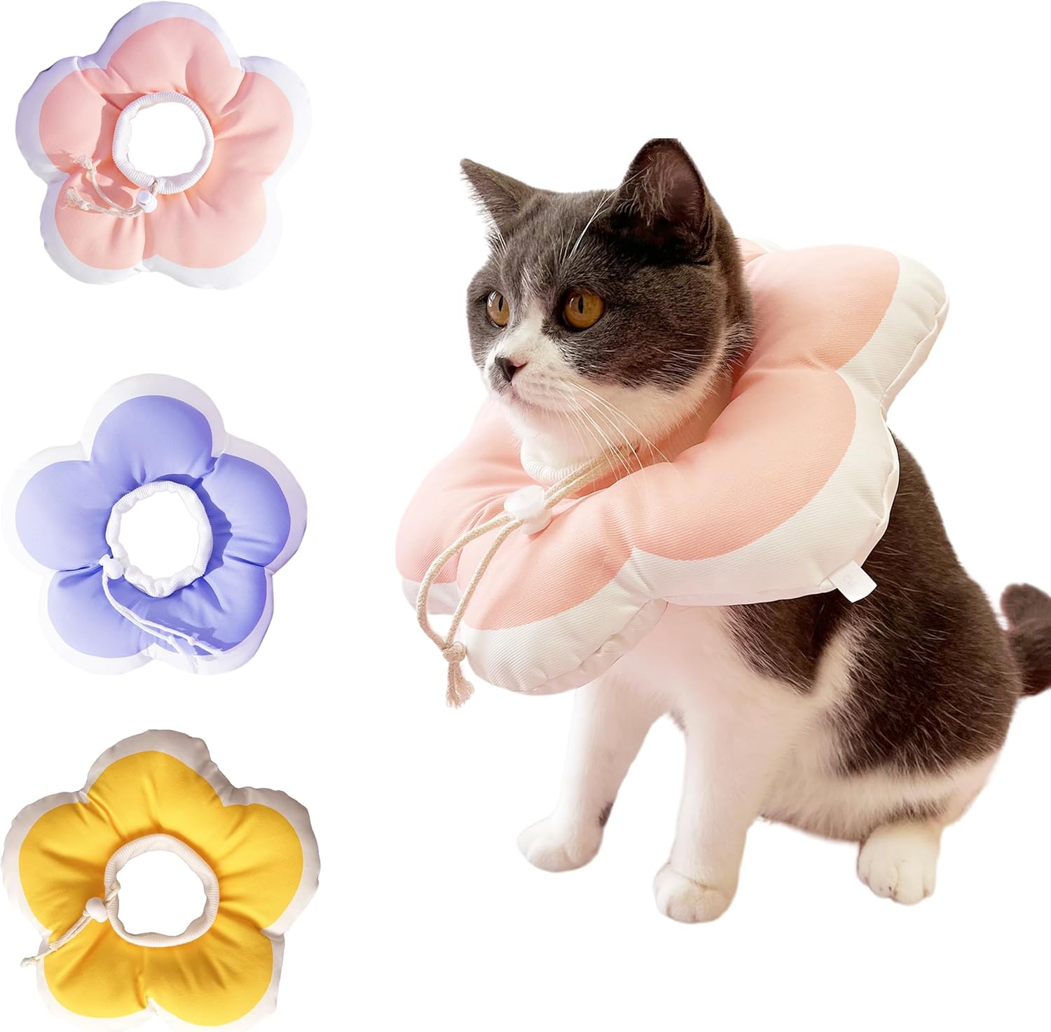 Premium imported soft pet cone collar packaging and dimensions display