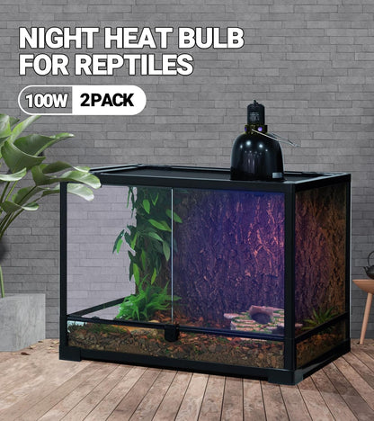 REPTI ZOO nighttime terrarium bulb warming a lizard enclosure without disturbing its sleep cycle.
